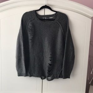 sparkle & fade gray slashed sweater